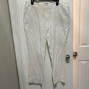 Dana Buchman White Textured Pants with Logo Tag